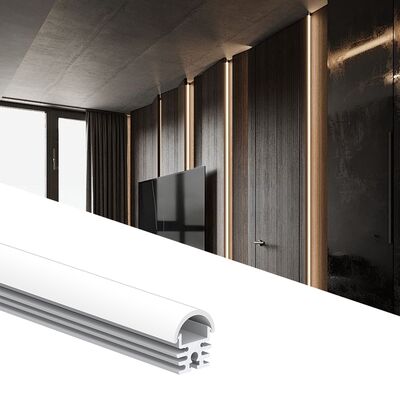 6063 T5 ملف تعريف LED من سبيكة الألومنيوم مع غطاء PMMA وتأكسيد الرمل لضوء الشريط LED