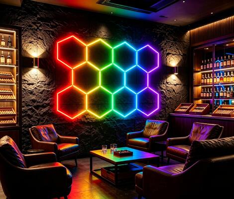 سعر جيد RGB LED الضوء السادس الأطراف لوحات الحلي المنسق المناسبة للورشة الرياضية المرآب وحلول الإضاءة الأنيقة للمكاتب متصل