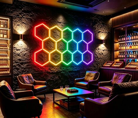 سعر جيد نظام إضاءة سقف معياري سداسي الأضلاع بتقنية LED RGB للإضاءة المرنة في المرآب، صالة الألعاب الرياضية، ورشة العمل، والمكتب متصل