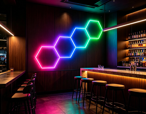 سعر جيد ألواح إضاءة سداسية LED RGB معيارية على شكل خلية نحل، مثالية للإضاءة والديكور في المرآب، الصالة الرياضية، ورشة العمل، وسقف المكتب متصل